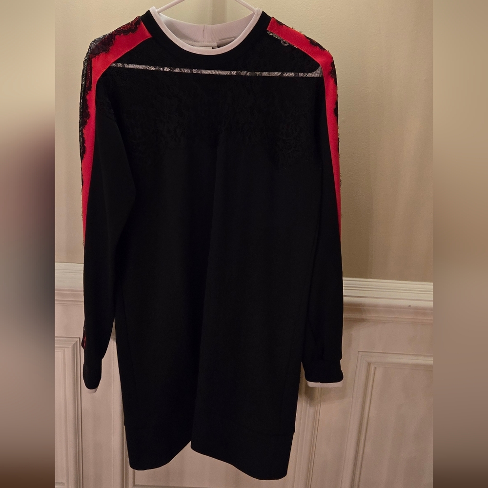 Pinko Black Dress with Red and White Accents